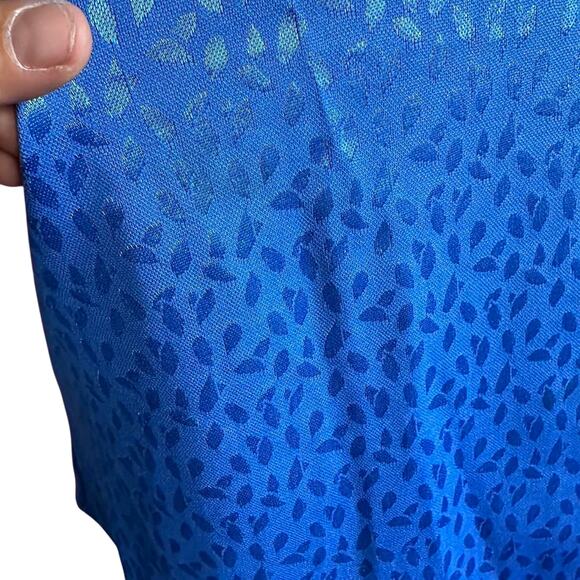 Vintage Top Womens Size XL Blue Animal Print Structured Business Casual Retro - Picture 7 of 8